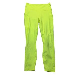 Fabletics PureLuxe High Waisted Neon Yellow Leggings with Pockets Gym Workout